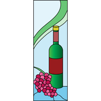 Wine and grapes stained glass panel