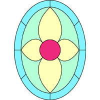 Oval stained glass panel