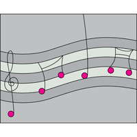 Musical notes stained glass pattern