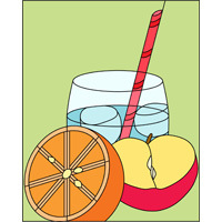 Drink, orange and apple stained glass design