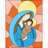 Holy Mary with Jesus stained glass pattern