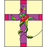 cross with roses stained glass