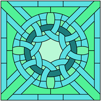Square panel Celtic stained glass design