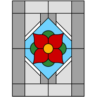 More complex Flower window stained glass design